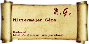Mittermayer Géza névjegykártya