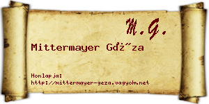 Mittermayer Géza névjegykártya